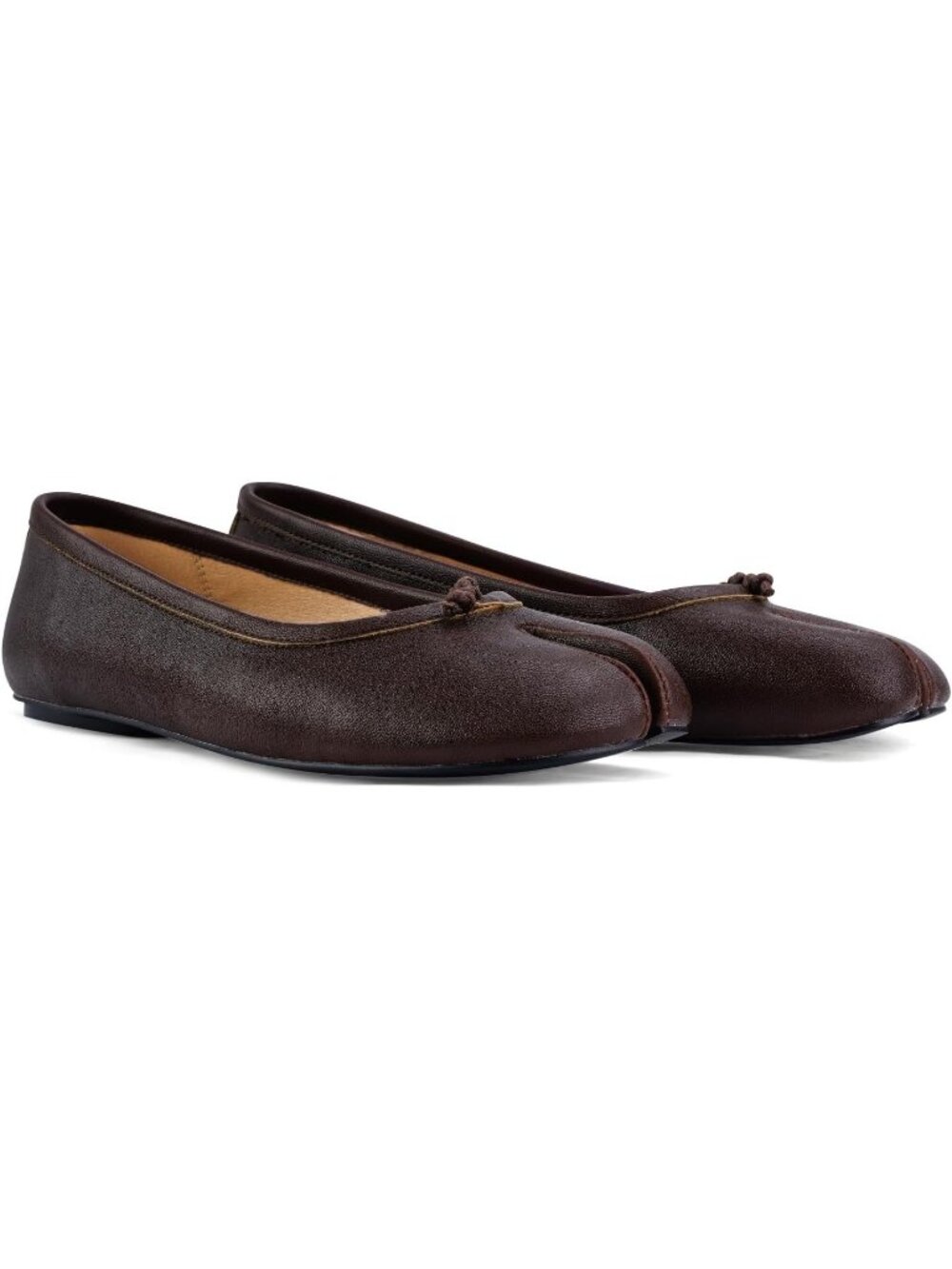 Women's Dark Brown Round Toe Wide Width Low Heel Comfortable Pull On Ballet Flat - Picture 5 of 5